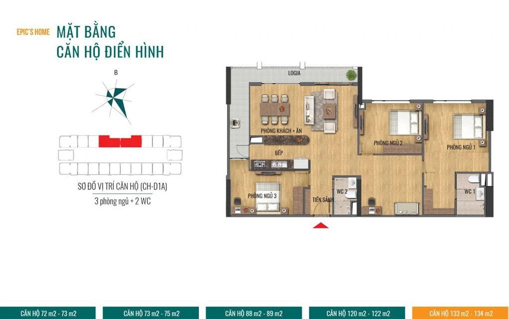 Thiet ke can ho 3PN Epic Home Pham Van Dong 3