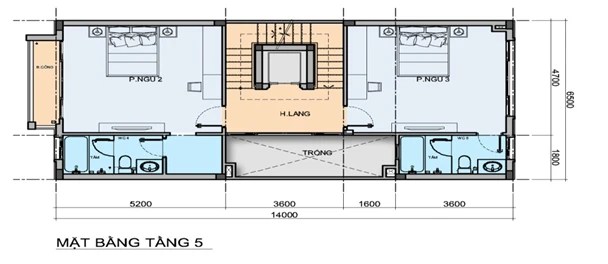 thiết kế shophouse him lam vạn phúc tầng 5
