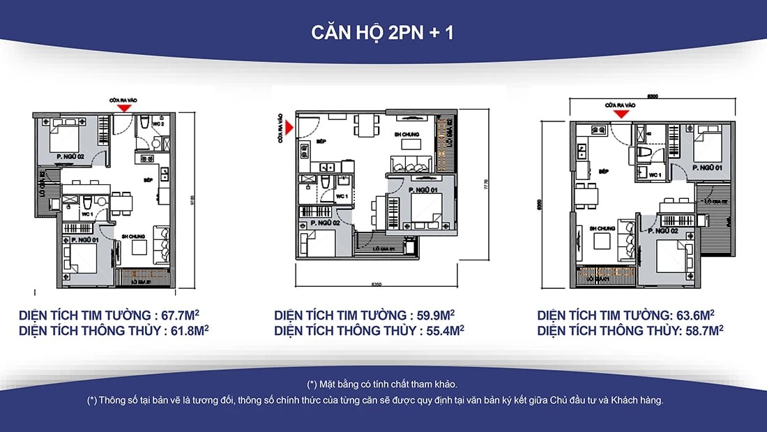 Loại hình căn hộ 2PN+1 đa năng với 1 phòng tắm tại Vinhomes Smart City 