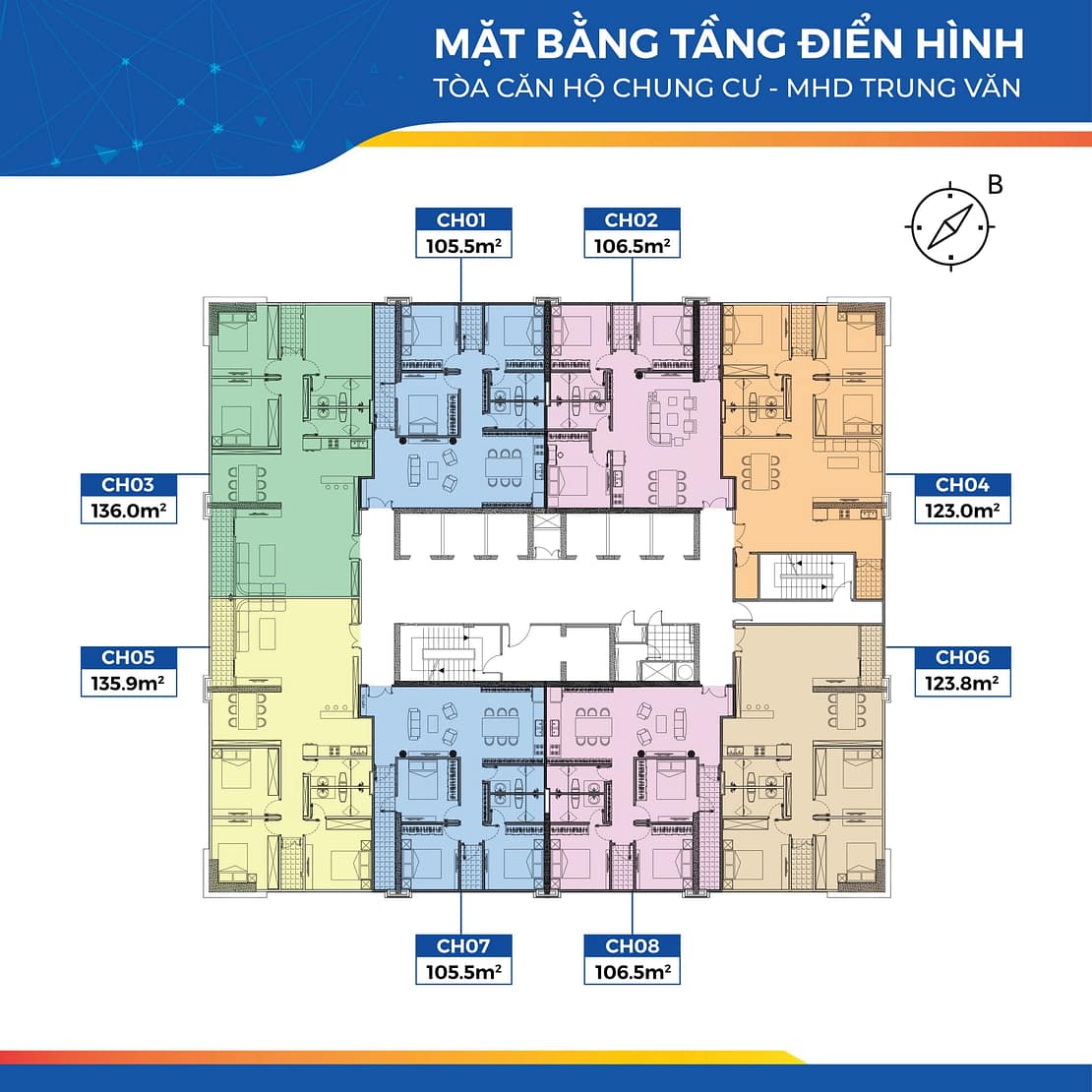 Mặt bằng thay đổi thiết kế căn hộ 105,5m2 - 106,5m2