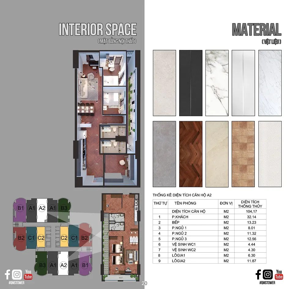 Thiết kế căn hộ 3 phòng ngủ điển hình