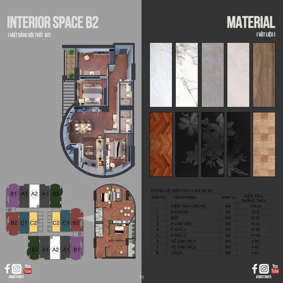 Thiết kế căn hộ 3 phòng ngủ điển hình