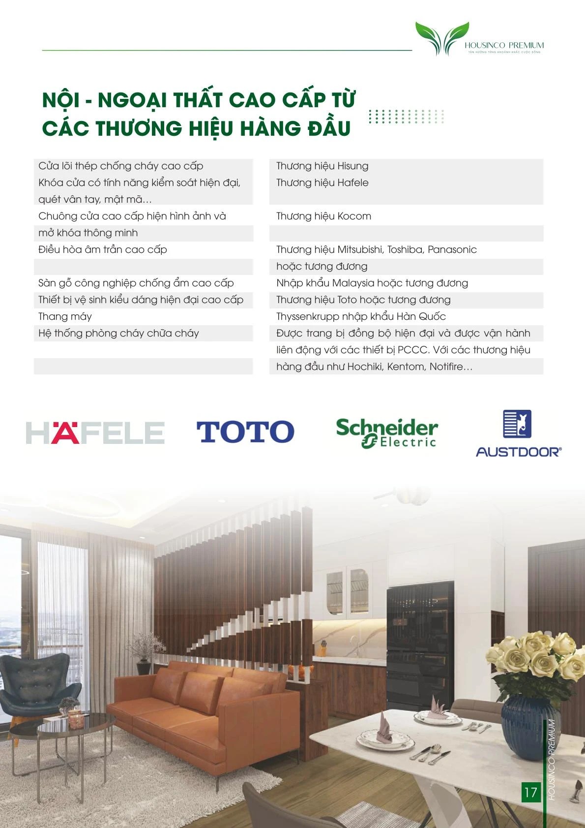 nội ngoại thất cao cấp của housinco premium