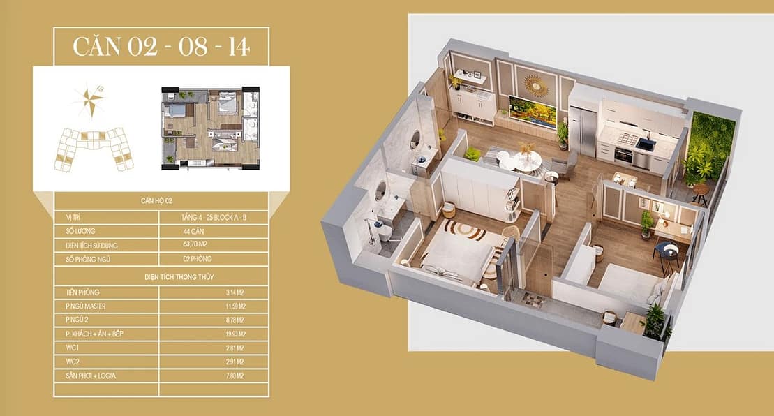 căn hộ 64m2 tecco diamond