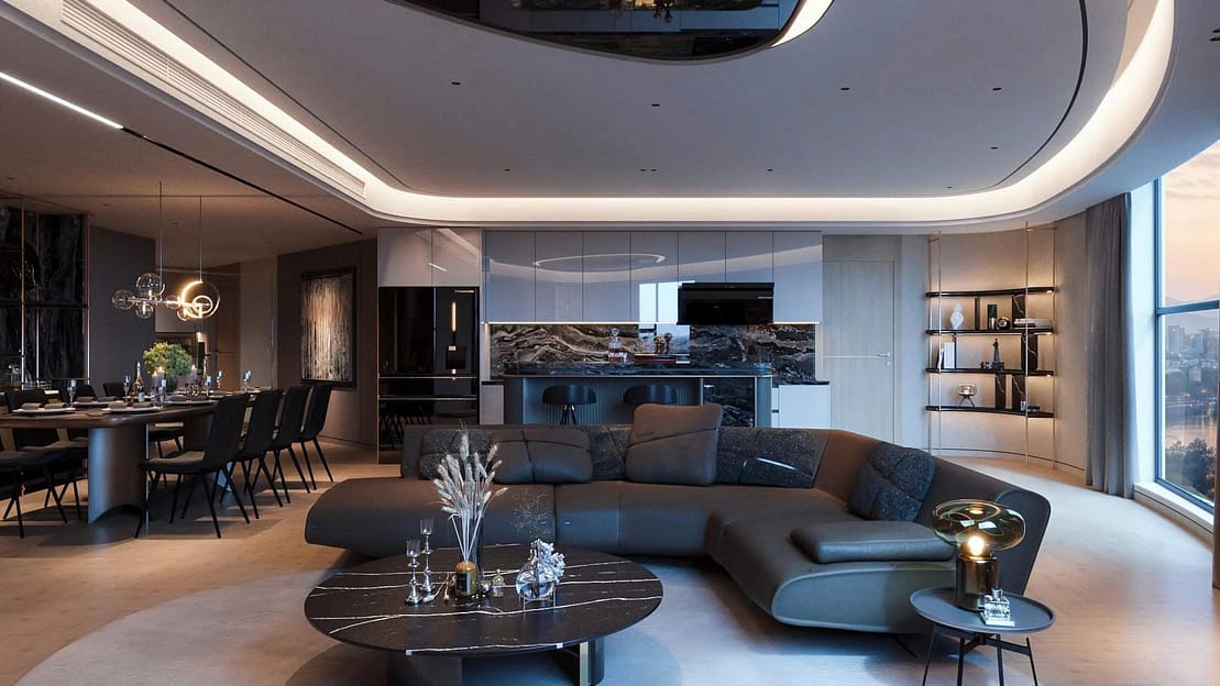 Phòng khách Chung cư Bluegem Tower Tứ Hiệp