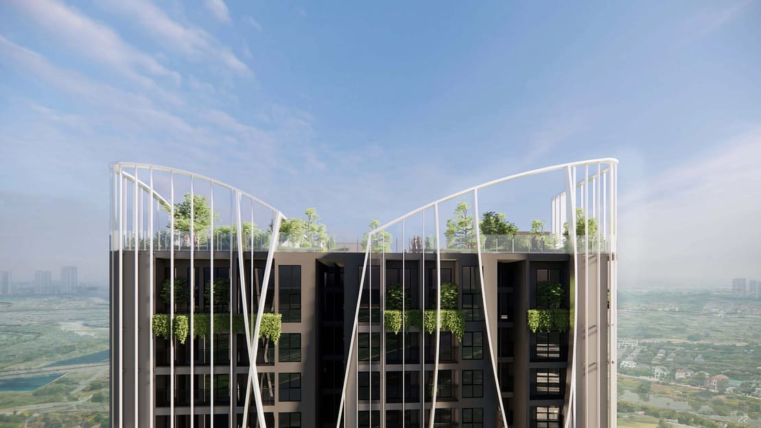 Vườn dạo bộ trên cao, sky bar, coffe...