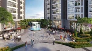 Đài phun nước phong thủy vượng khí trong khuôn viên Le Grand Jardin