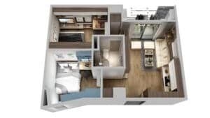 thanh bình garden căn hộ 45,6m2 2 phòng ngủ