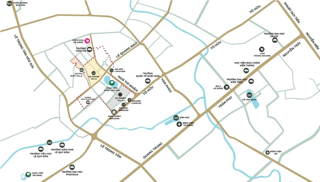 Tọa độ Vàng An Quý Villa KĐT Nam Cường