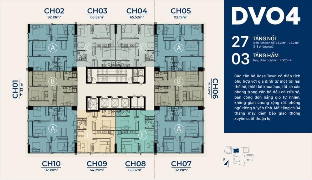 mặt bằng tòa dv4 chung cư rose town 79 ngọc hồi