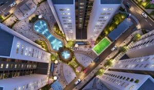 Bể bơi ngoài trời trong khuôn viên Dự án Le Grand Jardin Sài Đồng
