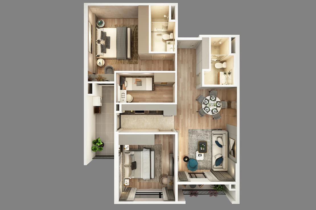Căn hộ 2 phòng ngủ +1 80,29m2