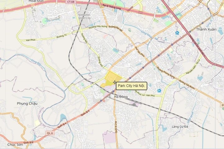 Bản đồ maps vị trí dự án Park City Hà Nội
