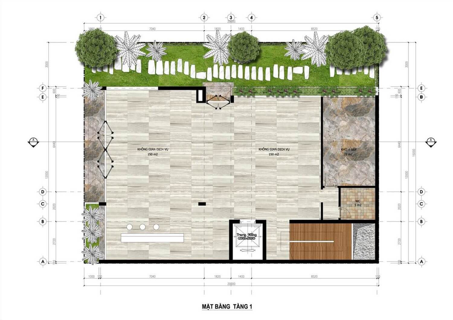 mặt bằng minihotel tầng 1