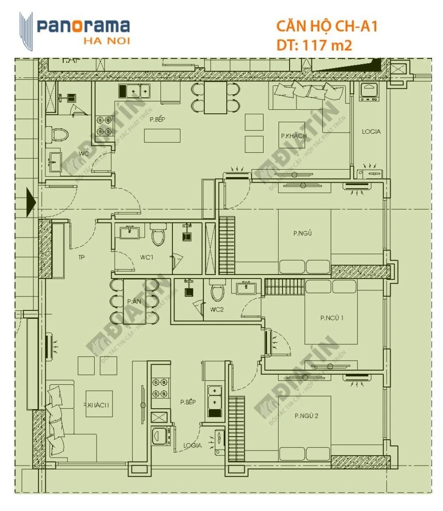 Căn 117m2 tòa CT1B chung cư Panorama Hoàng Mai