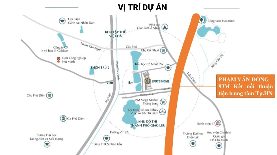 Vị trí dự án Epic Home Phạm Văn Đồng Idvila.com