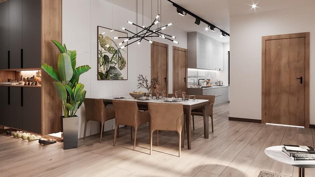 Thiết kế bàn ăn chung cư Feliz Homes Hoàng Mai
