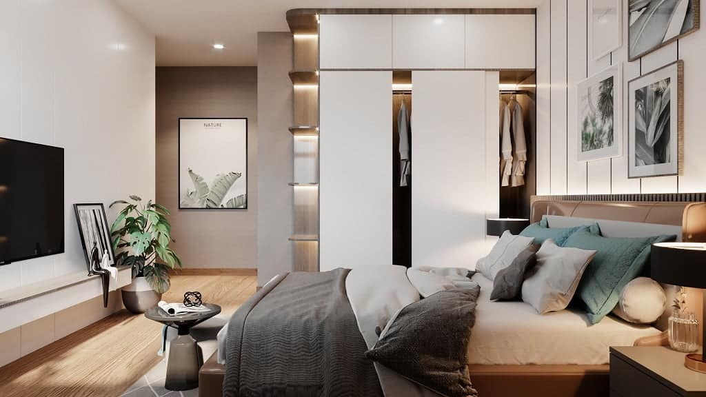 Thiết kế phòng ngủ chung cư Feliz Homes Hoàng Mai