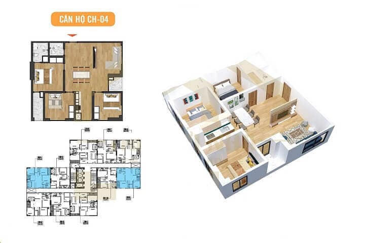 mặt bằng căn hộ 93m2 X2 Đại Kim