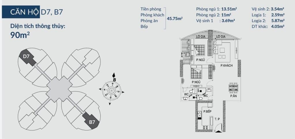 căn hộ 90 m2 tòa cánh hoa sky view plaza