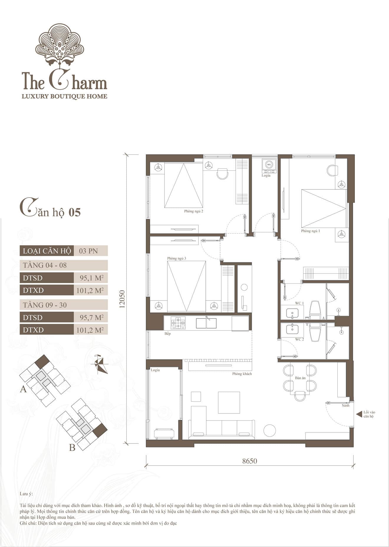 thiết kế căn hộ the charm an hưng hà đông căn hộ 05
